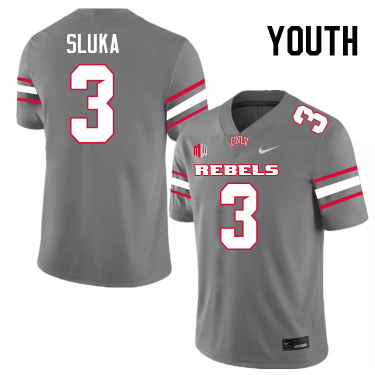 Youth #3 Matthew Sluka UNLV Rebels College Football Jerseys Stitched-Grey